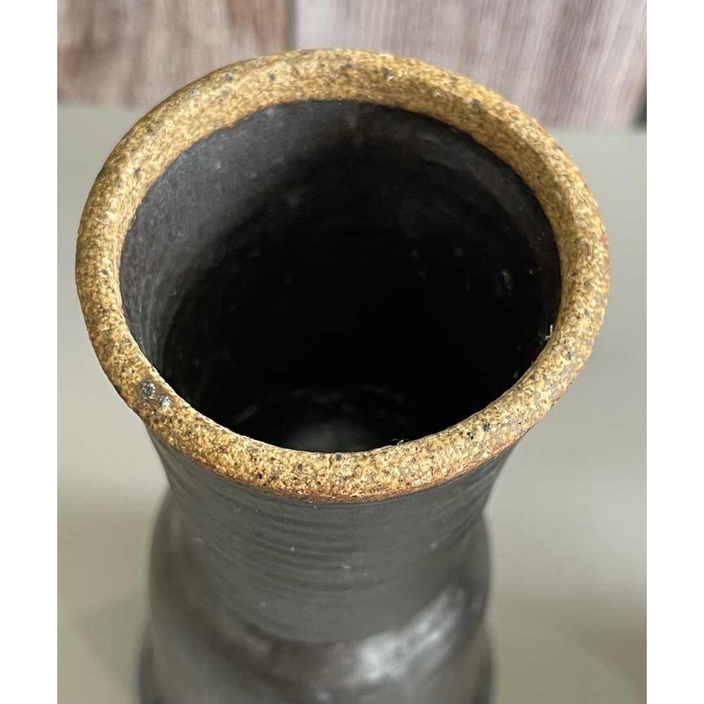 Handmade Studio Pottery Goblets Pair Gunmetal Cobalt Blue Stoneware Chalice 4oz - Picture 10 of 16